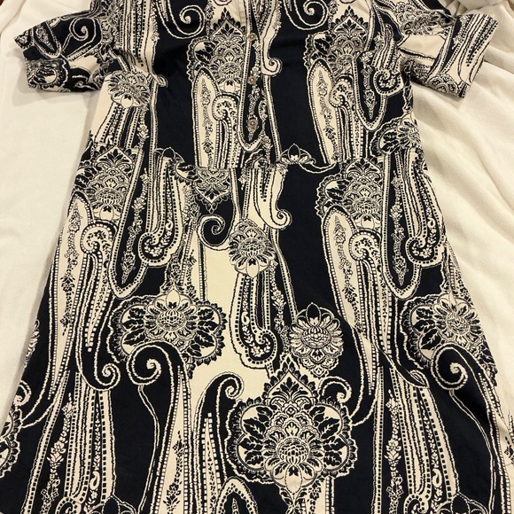 Nautica Jeans Navy and Cream Paisley Dress - Picture 2 of 6